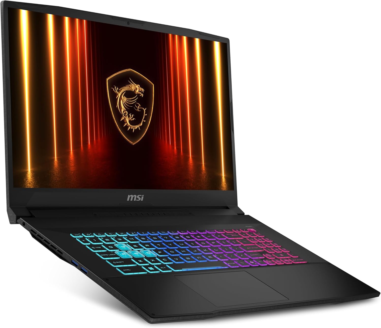 Il notebook da gaming MSI Katana 17 HX con tastiera RGB e schermo da 17 pollici che mostra un gioco d'azione.